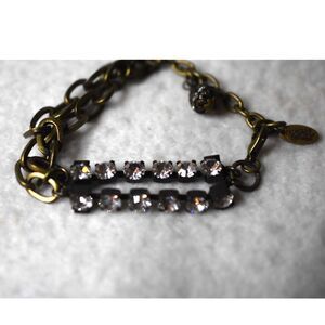Princess And Butch Goth Punk Grunge Layered Gunmetal Rhinestone 5" Bracelet